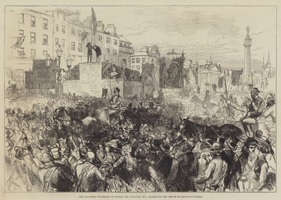 サックビルストリートの人々に向けたダブリンのオコンネル百周年、サリバン議員 作： Sir John Charles Robinson